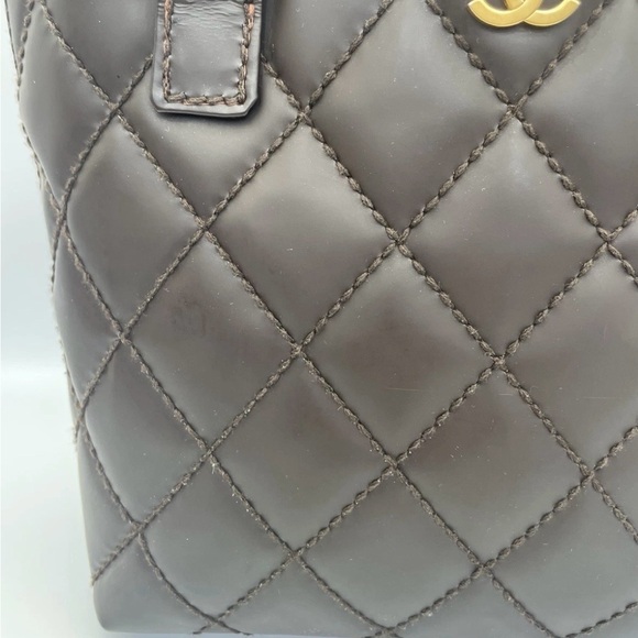 CHANEL Dark Brown Quilted Tote - Picture 2 of 7